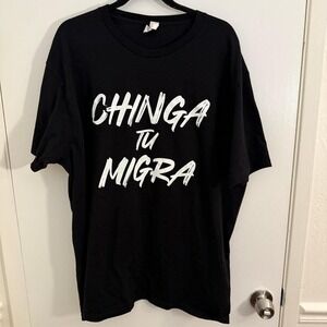 Bayside Men's Black 2XL "Chinga Tu Migra" TShirt